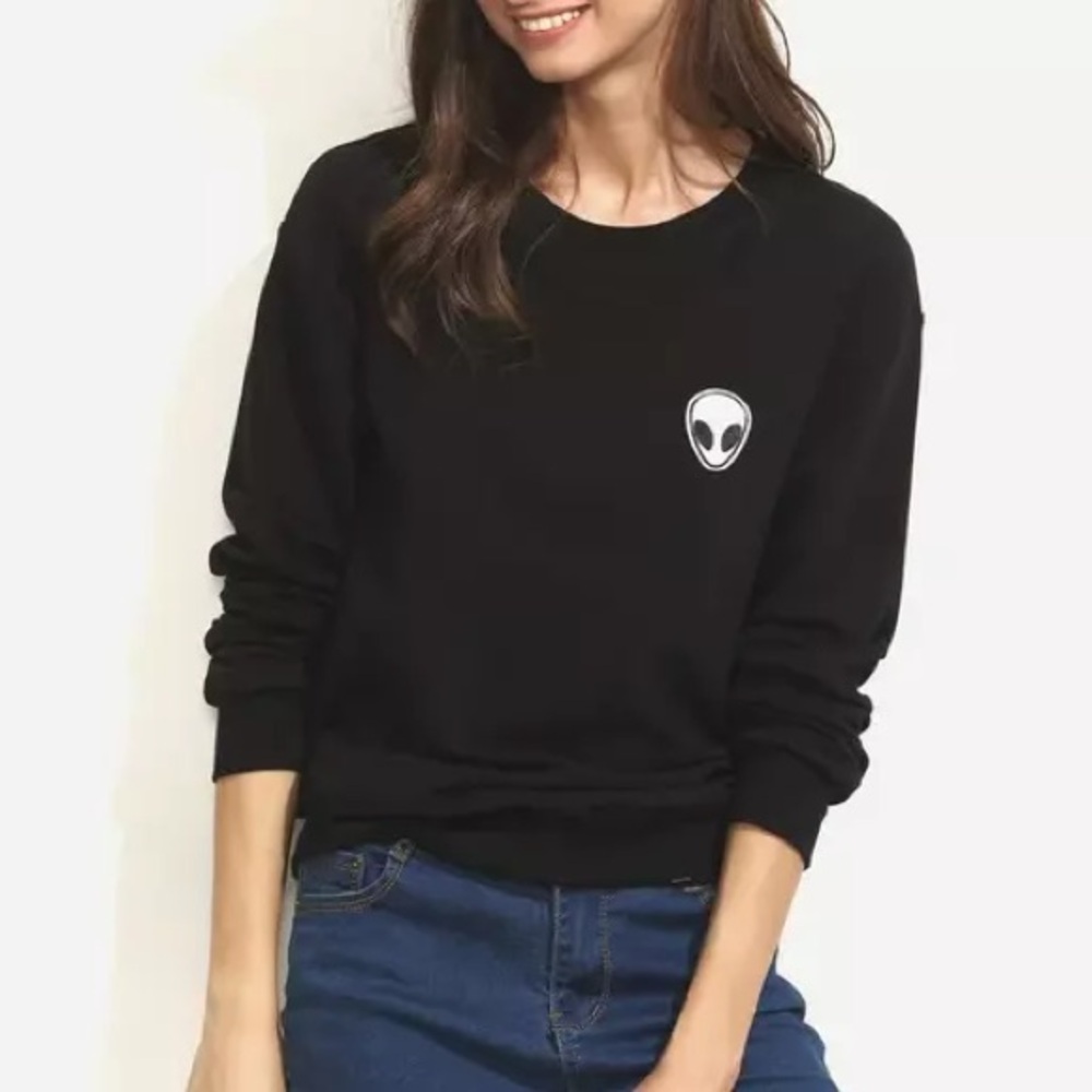 Cropped Alien Patch Sweatshirt